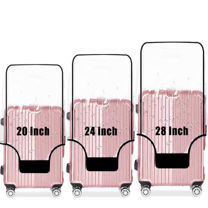3-Piece Set (20/24/28 Inch) Clear Suitcase Cover (Black Trim) - size: 20"/24"/28"