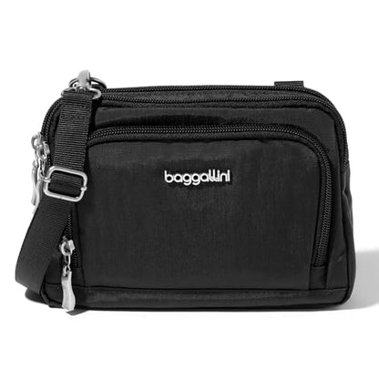 Baggallini Triple Zip with Front Wallet/Trifecta RFID Wallet Crossbody - color: Black