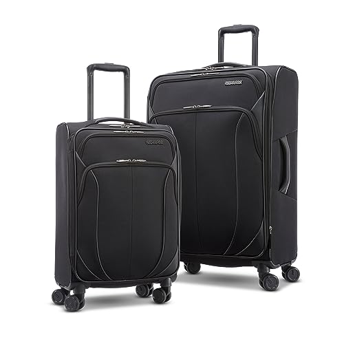 American Tourister 4 KIX 2.0 Expandable Softside Luggage with Spinner Wheels, 2PC SET (20/24), Black - color: Black, size: 2-Piece Set (Carry-on/Medium)