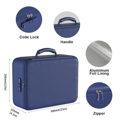 DocSafe 5200°F Fireproof Document Organizer Box with Lock, Blue (Soft) - color: Blue, size: 15"x11"x4.1"
