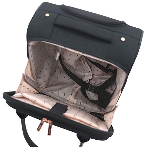 kensie Hudson Softside 3-Piece Spinner Luggage Set, Black with Rose Gold - color: Black with Rose Gold