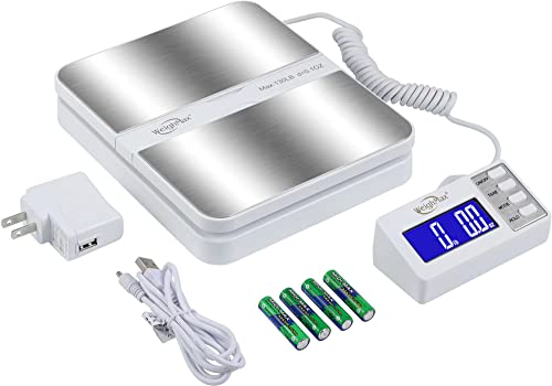 Weighmax 130Lb x0.1OZ Extended Display Digital Shipping Postal Scale, White - size: 130Lb