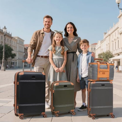 Cobens Luggage Sets 5 Piece, Expandable Suitcases, 20/24/28inch, Olive - color: Olive
