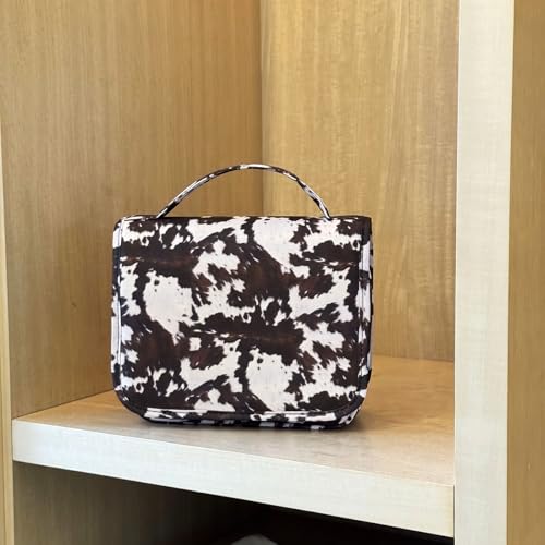 Crazy Bison Hanging Travel Toiletry Bag Kit Makeup Bag Cosmetics Organizer for Men Women (Balck Cowhide) - color: Balck Cowhide