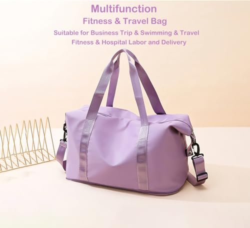 Expandable Travel Duffle Bag Weekender Carry on Bag for Women, Purple - color: Purple