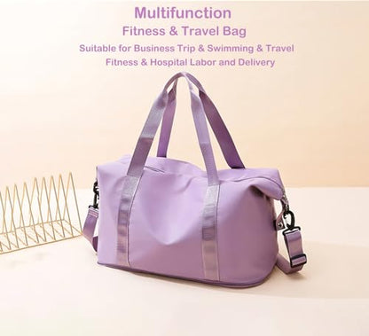Expandable Travel Duffle Bag Weekender Carry on Bag for Women, Purple - color: Purple