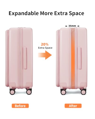 Carry on Luggage 20 Inch Expandable Top Opening Trunk Luggage with Spinner Wheels, Lightwight Hardside Carry on Suitcase with Laptop Compartment for Women Men, Shell Pink - color: Shell Pink, size: 20 inch Carry on