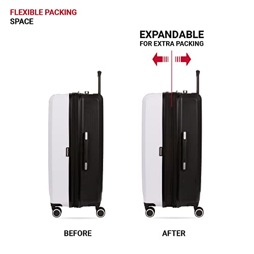 SwissGear 8028 Hardside Expandable Spinner Luggage, Black/White, Checked-Medium 24-Inch - color: Black/White, size: Checked-Medium 24-Inch