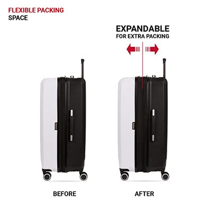 SwissGear 8028 Hardside Expandable Spinner Luggage, Black/White, Checked-Medium 24-Inch - color: Black/White, size: Checked-Medium 24-Inch