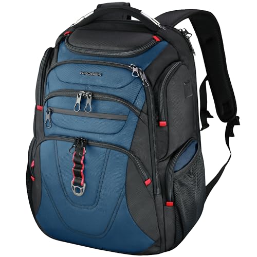 KROSER Travel Laptop Backpack 17.3 Inch XL Computer Backpack for Men/Women - color: Black/Haze Blue, size: 17.3 inch