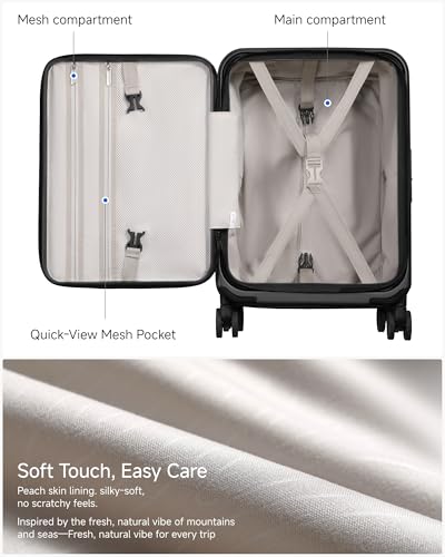 LUGGEX Top Opening Expandable Carry On Luggage, Charcoal Metallic, 20" - color: Charcoal Metallic, size: 20 Inch Expandable