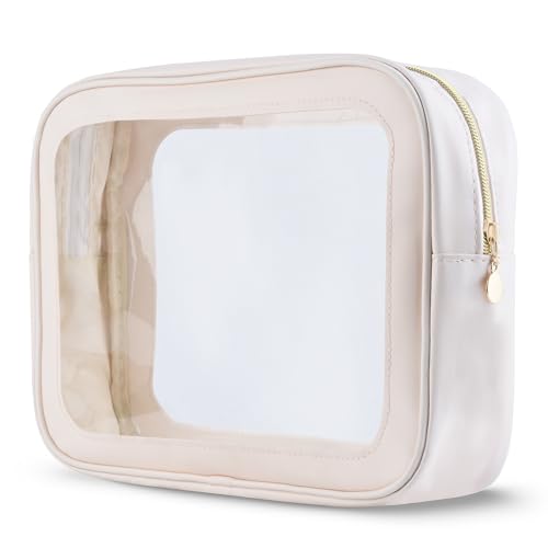 Clear Travel Toiletry makeup Bag 11" Large Organizer for Cosmetics Pouch - color: white-Large