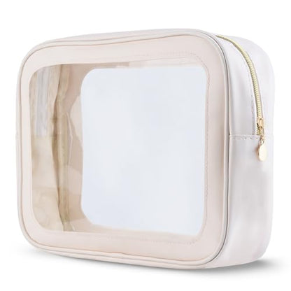 Clear Travel Toiletry makeup Bag 11" Large Organizer for Cosmetics Pouch - color: white-Large