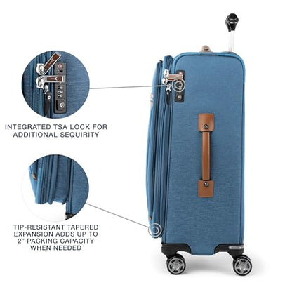 Travelpro Platinum Elite Softside Spinner Set, Coastal Blue 2-Piece (21/25) - color: Coastal Blue, size: 2-Piece Set (21/25)