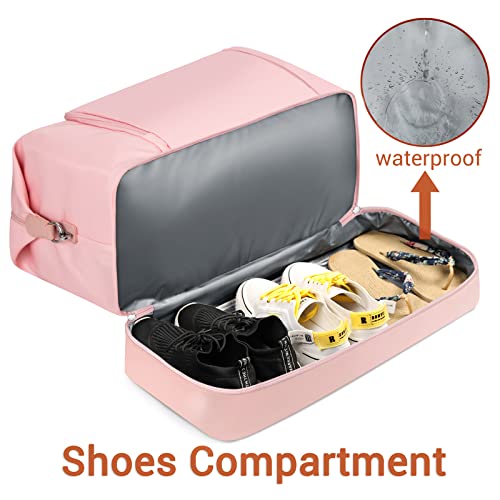 TIBES Travel Weekender Bag for Women, Overnight Bag with Shoe Compartment | 3PCS Large Travel Duffel Bag for Gym, Travel, Hospital, Business Trip, Carry On Tote, Wet & Dry Separation, Water Resistant - color: I-Pink 3pcs