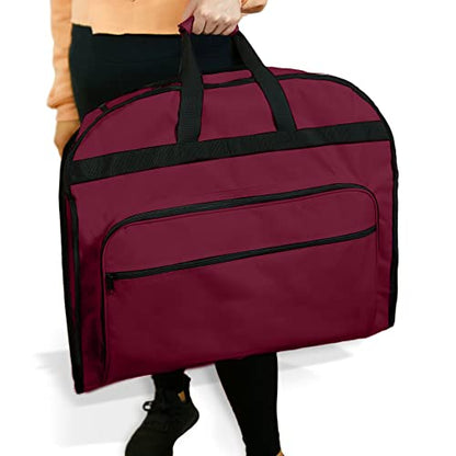 DALIX 39" Garment Bag Cover for Suits and Dresses Clothing Foldable w Pockets in Maroon - color: Maroon