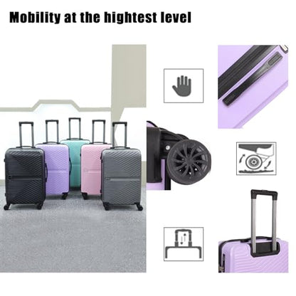 Luggage Set 3 Pieces -Suitcase Set - Luggage with Wheels - Check-in Luggage - PC + ABS Durable Suitcase Rotating Silent Wheels 3-Piece 20/24/28 Mint Green (purple) - color: purple