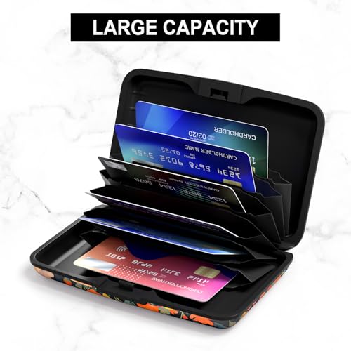 Card Holder Credit Cards Holder for Women RFID wallet women Business Card Holder Wallet Mini Aluminum Card Wallet RFID Blocking Slim Metal Hard Card for Women, Cute Black Cat - color: Cute Black Cat