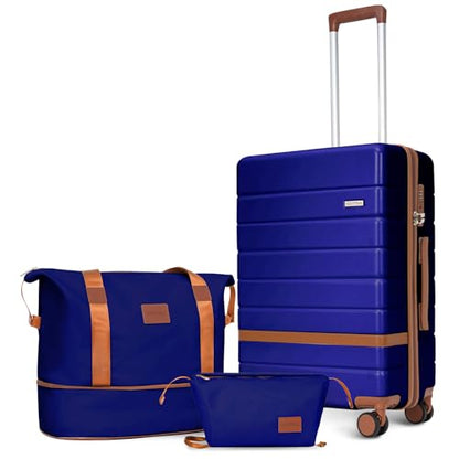 Lightweight Hardshell 3-Piece Luggage Set with 360° Silent Spinner Wheels | 20-Inch Carry-On Suitcase, TSA Lock, Durable PC+ABS Material, Ideal for Air Travel & Vacations (Blue) - color: Navy, size: 3 piece set (20")