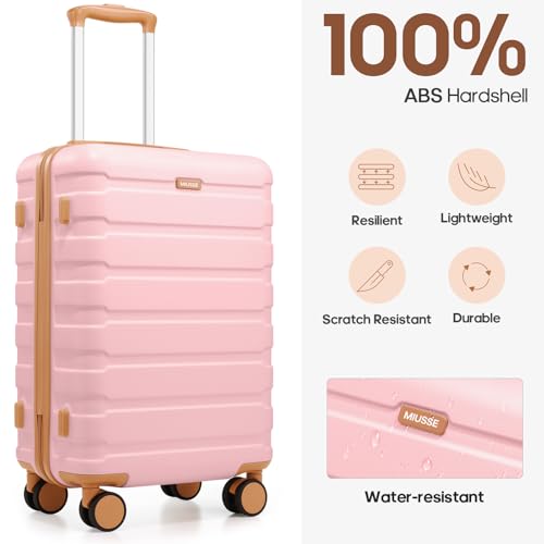 Carry on Luggage, Suitcase Set 3Piece with Backpack YKK zippers - color: Pink