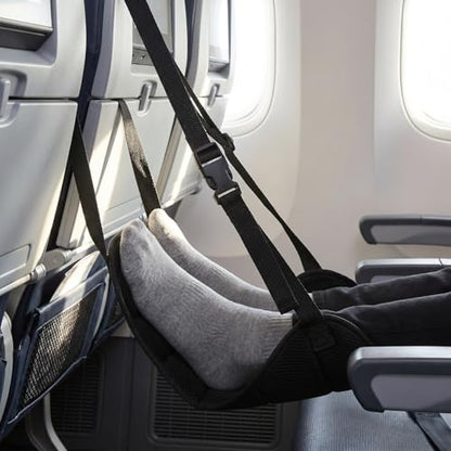 CALLARON Portable Foot Rest for Airplane Travel Adjustable Foot Hammock with Padded Support Foldable Travel Accessory for Office Footrests and Desk Leg Rest Includes Storage Bag