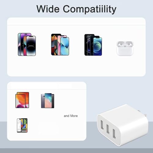 3 USB A Ports Charger Block,5 Pack YTFCYIKBG Cell Phone wall Chargers - color: Ivory