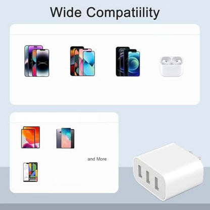 3 USB A Ports Charger Block,5 Pack YTFCYIKBG Cell Phone wall Chargers - color: Ivory