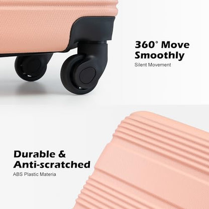 LONG VACATION Luggage Sets with Spinner Wheels, Suitcase Set 6 Piece - color: PINK, size: 6 piece set