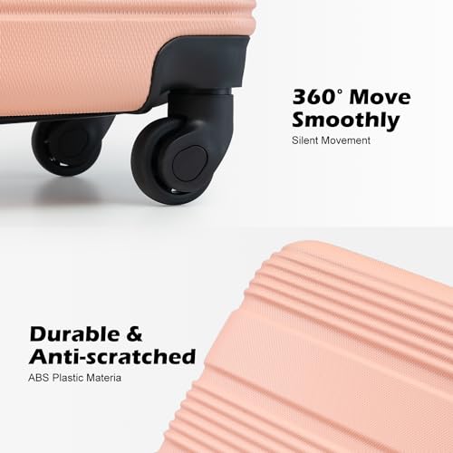 LONG VACATION Luggage Sets with Spinner Wheels, Carry on Suitcase 3 Piece - color: PINK, size: 3 piece set(DB)