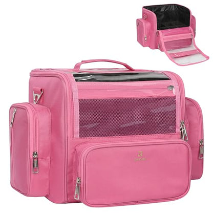 NAONAYA Makeup Brush Bag, Clear Makeup Brush Holder, Extra Large Capacity - color: Pink