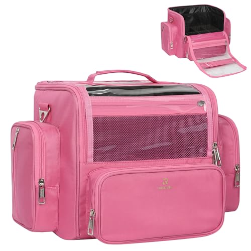 NAONAYA Makeup Brush Bag, Clear Makeup Brush Holder, Extra Large Capacity - color: Pink