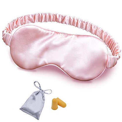 OLESILK 100% Mulberry Silk Sleep Mask for Women - Zero-Pressure Blackout - color: Pink
