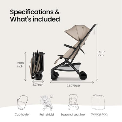 Mompush Velo Lightweight Travel Stroller Travel Bag Included - color: Chalk Beige, size: Stroller+Travel Bag