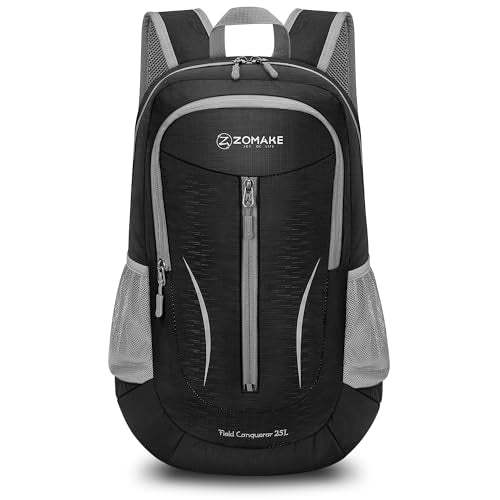 ZOMAKE Lightweight Packable Backpack 25L, Foldable Hiking Daypack - color: Black B, size: 25L