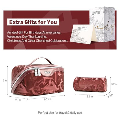 BOYATU Makeup Bag, Makeup Organizer, Toiletry Travel Bag for Women - Red - color: D-4-Red