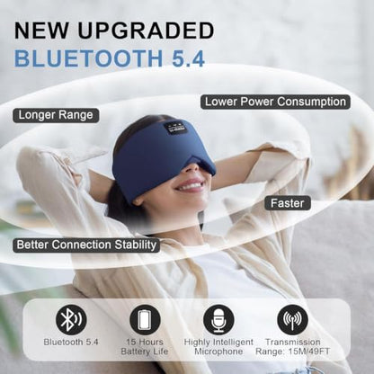 LC-dolida Sleep Mask with Bluetooth Headphones, Ice Silk Sleep Mask with Bluetooth 5.4, Total Blackout Eye Mask for Sleeping, Soft Sleep Mask for Women Men, All Night Sleep, Travel(Navy) - color: Navy