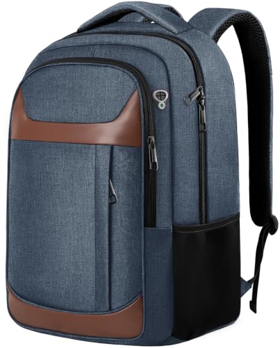 여행용 노트북 백팩, 여성용 여행용 백팩, 블루 브라운., 40L(17.3인치) - color: 블루 브라운., size: 17.3 Inch(40L)
