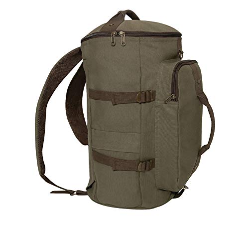 Rothco Convertible Canvas Duffle Backpack – Outdoor Camping Weekend Travel Bag 30L - color: Olive Drab