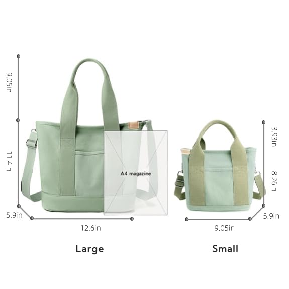Small Tote Bag with Zipper, 2024 Canvas Multi-Pocket Crossbody Bag Shoulder Bag Satchel Hobo Bag Messenger Bag - color: Army Green, size: Large