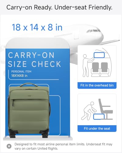 LUGGEX 18x14x8 Underseat Carry On Bag, Green - color: Green