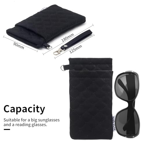Face Shadow Double Glasses Case Soft Eyeglass Case For Women Men - color: Black