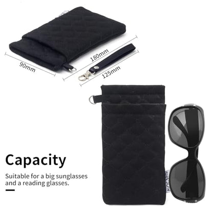 Face Shadow Double Glasses Case Soft Eyeglass Case For Women Men - color: Black