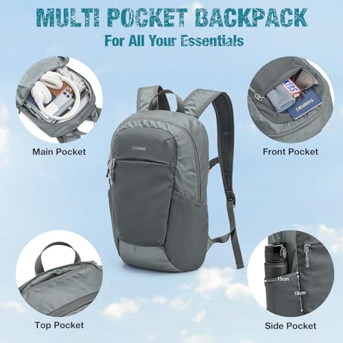G4Free 18L Lightweight Packable Hiking Backpack for Men Women - color: Grey