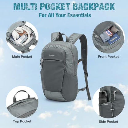 G4Free 18L Lightweight Packable Hiking Backpack for Men Women - color: Grey