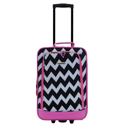 Rockland Fashion Softside 2 Piece Luggage Set, Expandable, (14" Tote/19" Upright), Pink Chevron - color: Pink Chevron, size: 2 Piece (19"/14" Tote)