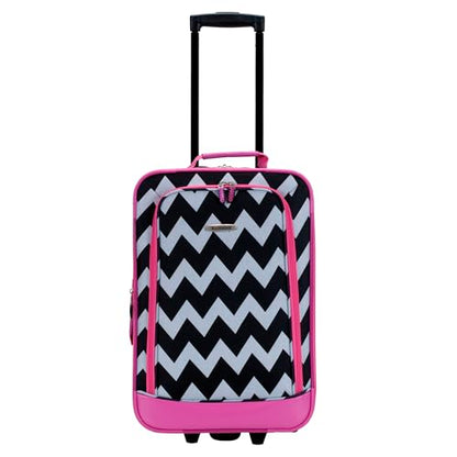 Rockland Fashion Softside 2 Piece Luggage Set, Expandable, (14" Tote/19" Upright), Pink Chevron - color: Pink Chevron, size: 2 Piece (19"/14" Tote)