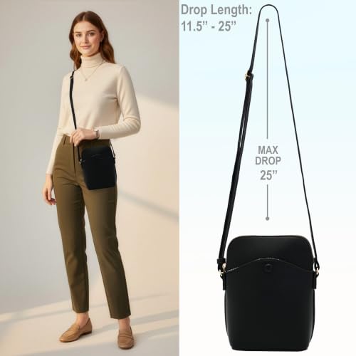 Solene Small Crossbody Bag with Gold Hardware, Mini Shoulder Purse with Adjustable Strap - color: Black