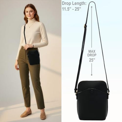 Solene Small Crossbody Bag with Gold Hardware, Mini Shoulder Purse with Adjustable Strap - color: Black