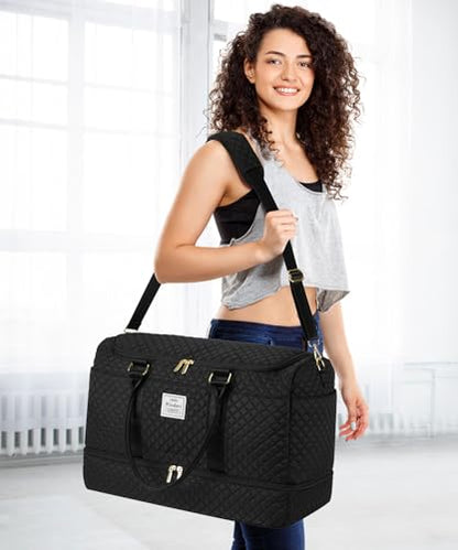 Large Weekender Bags for Women - Duffle Bag for Travel with Trolley Sleeve - color: Black