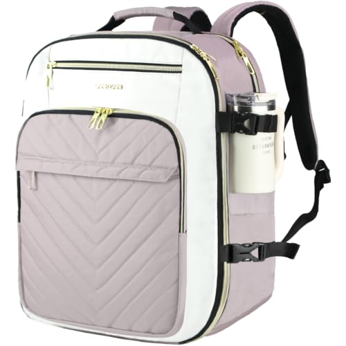 VANKEAN 50L Water- Resistant Laptop Backpack for Women College - color: Beige/Dusty Pink, size: 50L